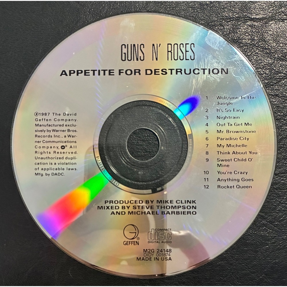 Guns N Roses Appetite for Destruction CD 1987 Geffen M2G 24148 DIDY 001874 USA